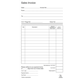 Challenge Carbonless Duplicate Invoice Single VAT Column Book 210x130mm