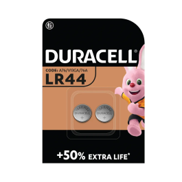 Duracell LR44 Alkaline Button Battery Pk 2