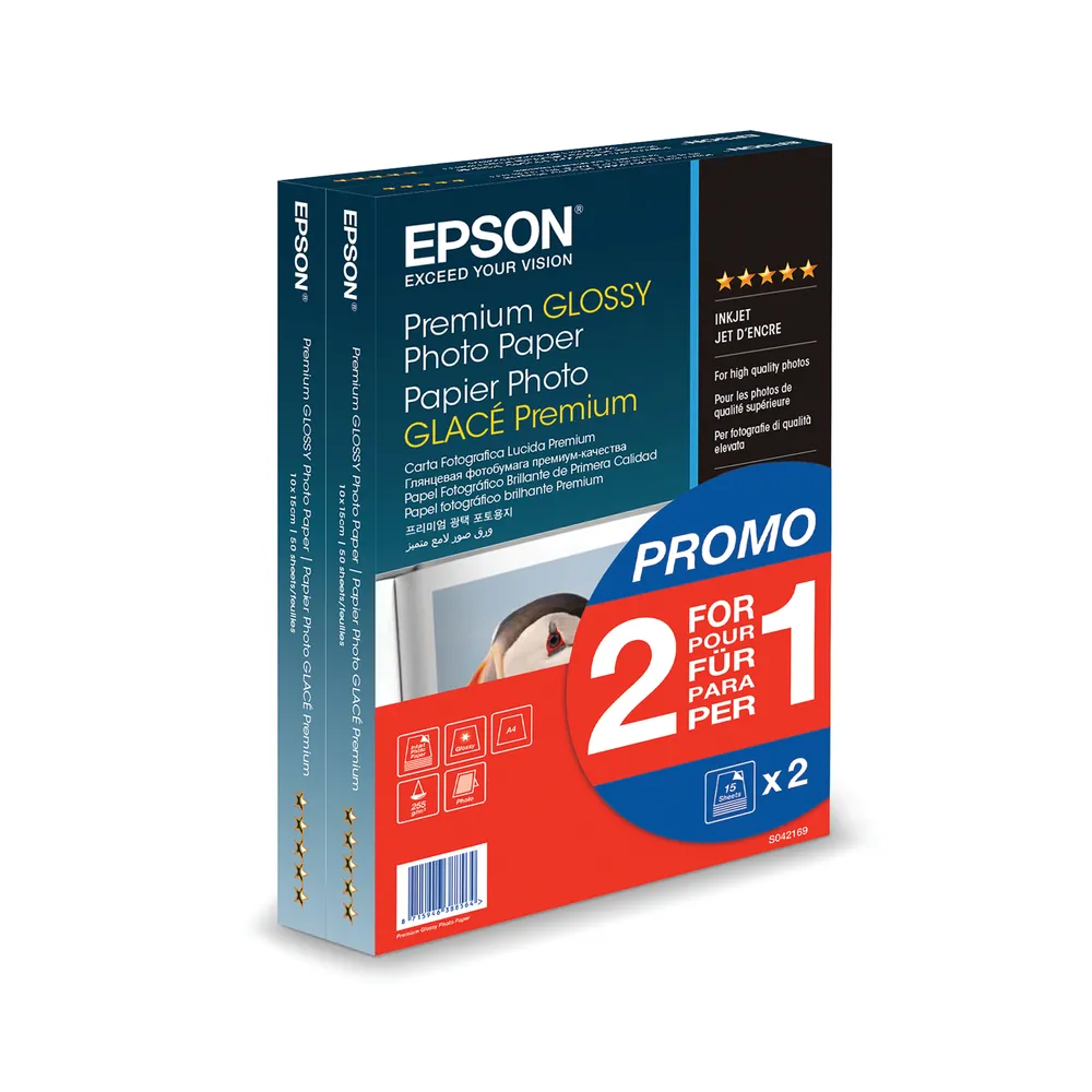 Epson Premium Glossy Photo Paper 100x150mm 255gsm 2-for-1