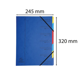 Exacompta Europa 7-Part Organiser 400gsm Pressboard A4 Blue