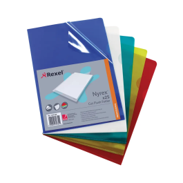 Rexel Nyrex Cut Flush Folders A4 Assorted Pk 25