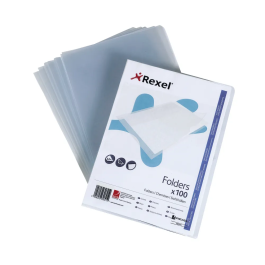 Rexel Superfine Cut Flush Folder A4 Clear Pk 100