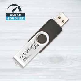 Q-Connect USB 2.0 Swivel Flash Drive Silver/Black