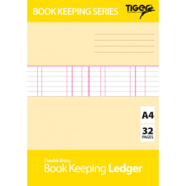 Tiger Book Keeping A4 Ledger Double Entry 32 Pages
