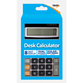 Tiger 8 Digit Desktop Calculator Dual Power