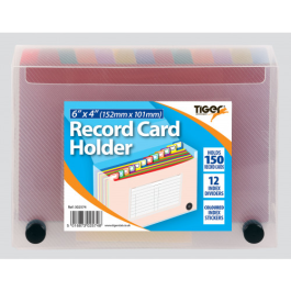 Tiger Record Card Holder 6 X 4 Clear