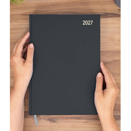 2027 Desk Diary A4 2 Pages Per Day Black