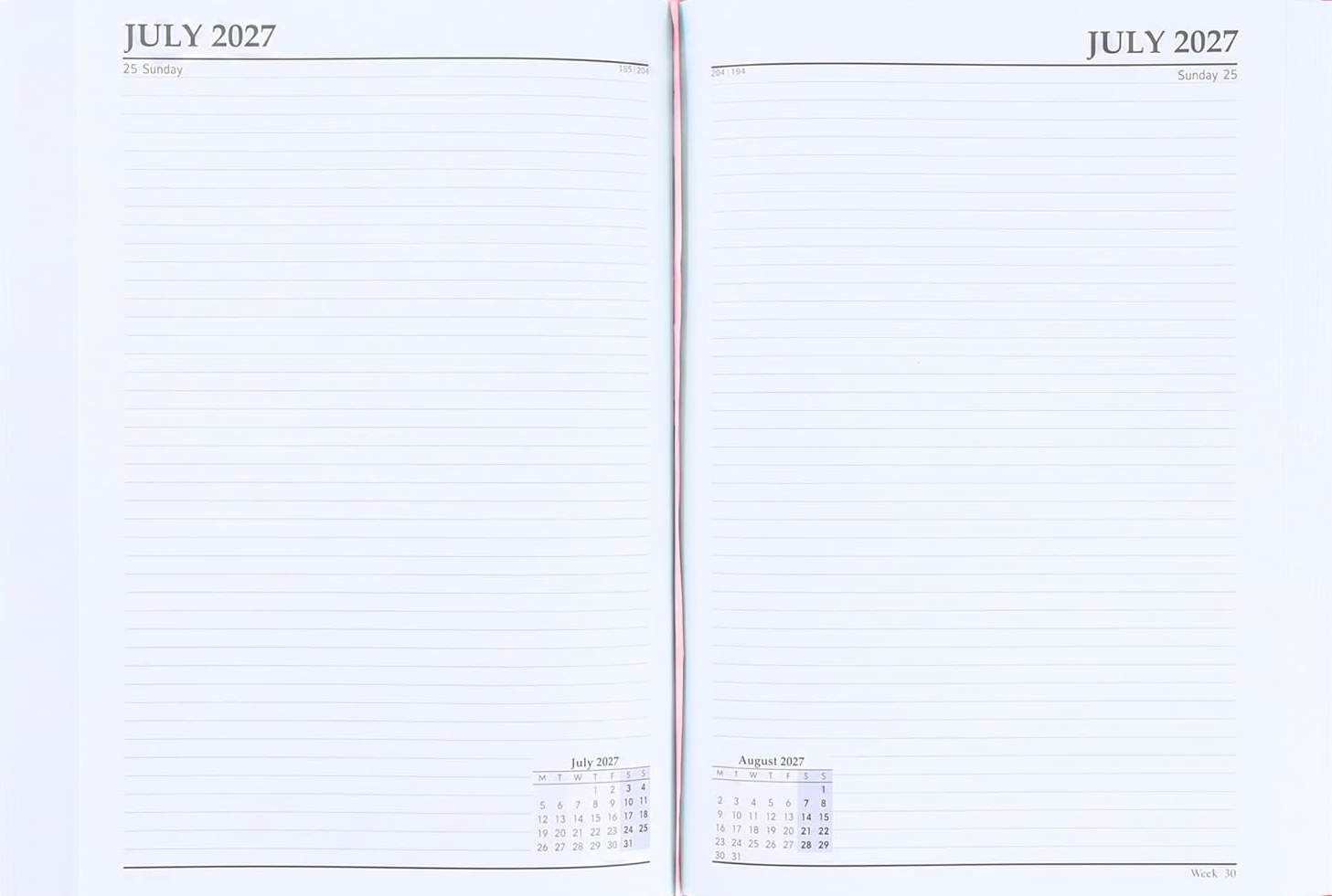 2027 Desk Diary A4 2 Pages Per Day Black