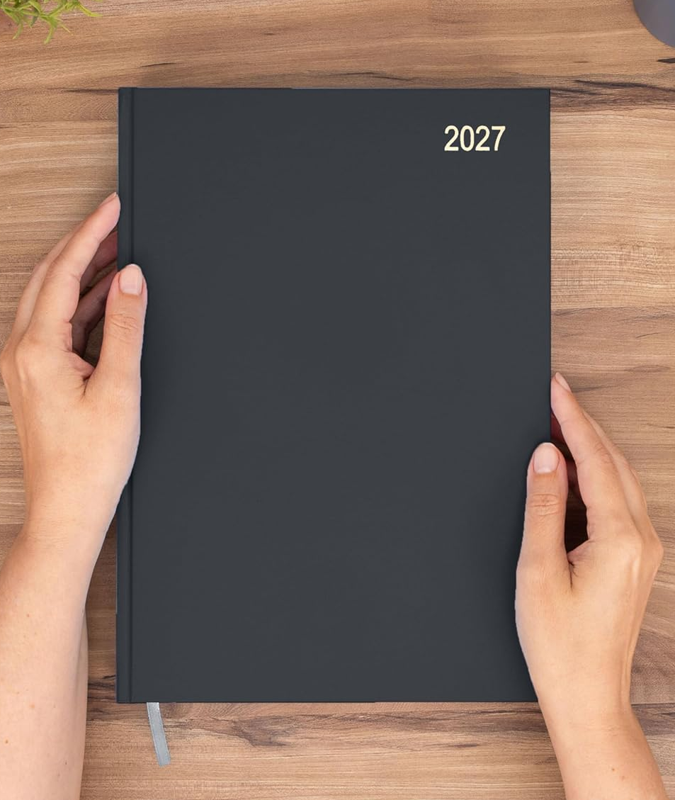 2027 Desk Diary A4 2 Pages Per Day Black - Image 2