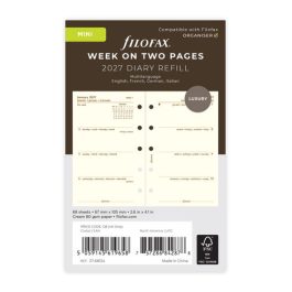 Filofax 2027 Mini Week On Two Pages Cotton Cream Diary Refill