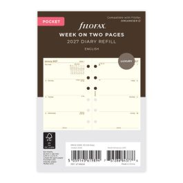 Filofax 2027 Pocket Week On Two Pages Cotton Cream Diary Refill