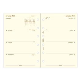 Filofax 2027 Pocket Week On Two Pages Cotton Cream Diary Refill