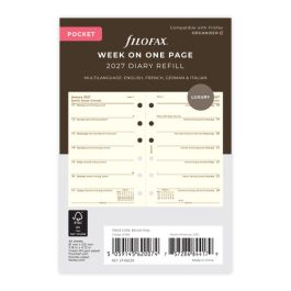 Filofax 2027 Pocket Week on One Page Cotton Cream Diary Refill
