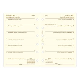 Filofax 2027 Pocket Week on One Page Cotton Cream Diary Refill