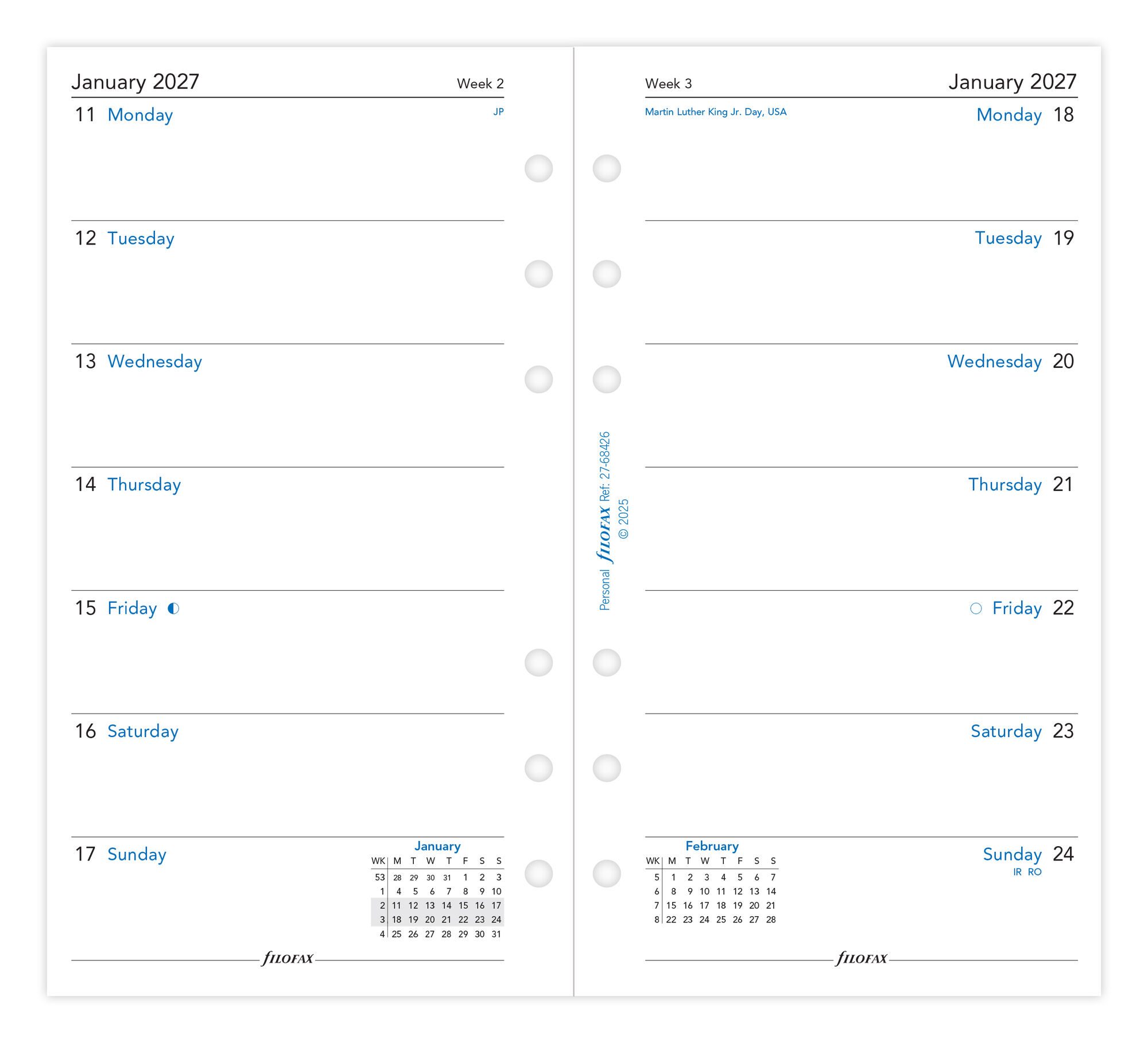 Filofax 2027 Personal Week on One Page Diary Refill - Image 2