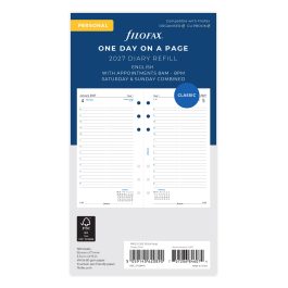 Filofax 2027 Personal Day Per Page Appointments Diary Refill