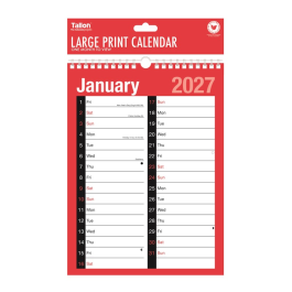 Tallon 2027 Red & Black A4 Month To View 2-Column Planner