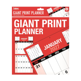 Tallon 2027 Red & Black Month To View Giant Print Planner
