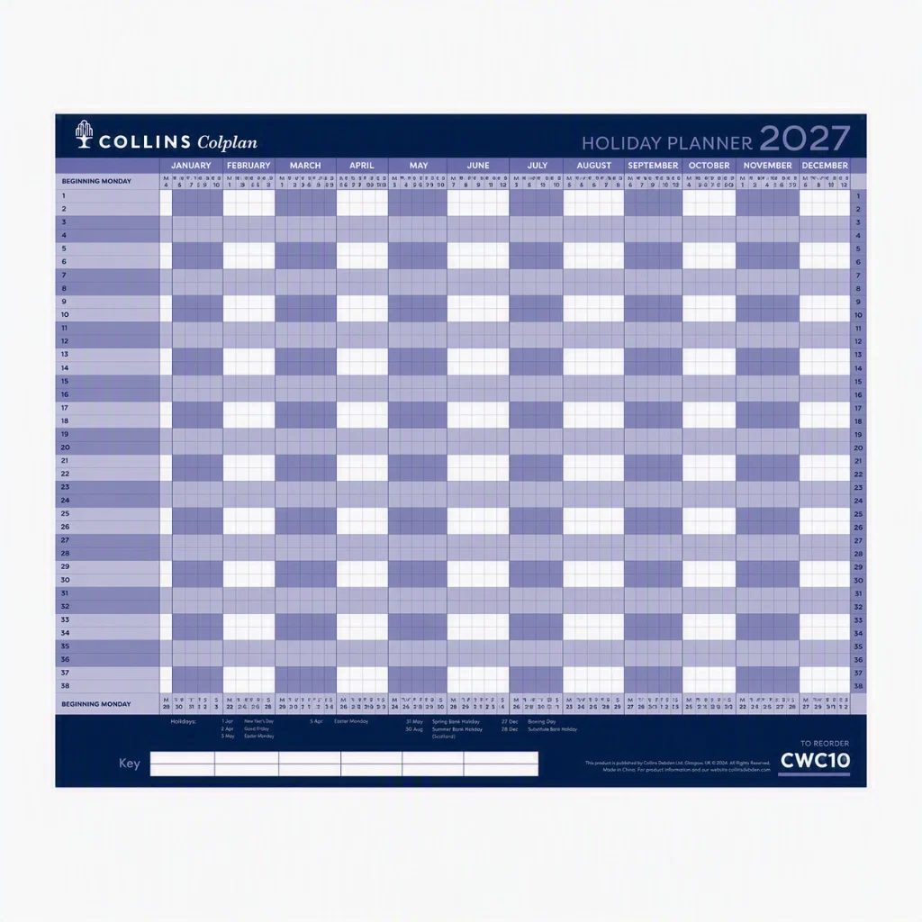 Collins 2027 Colplan A1 Holiday Planner Unmounted CWC10-27