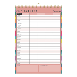 Collins 2027 Edge Wall Calendar Month To View A3 EDFC135.27