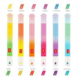 Legami Set of 6 Kitty Dual-Tip Highlighters – Meow