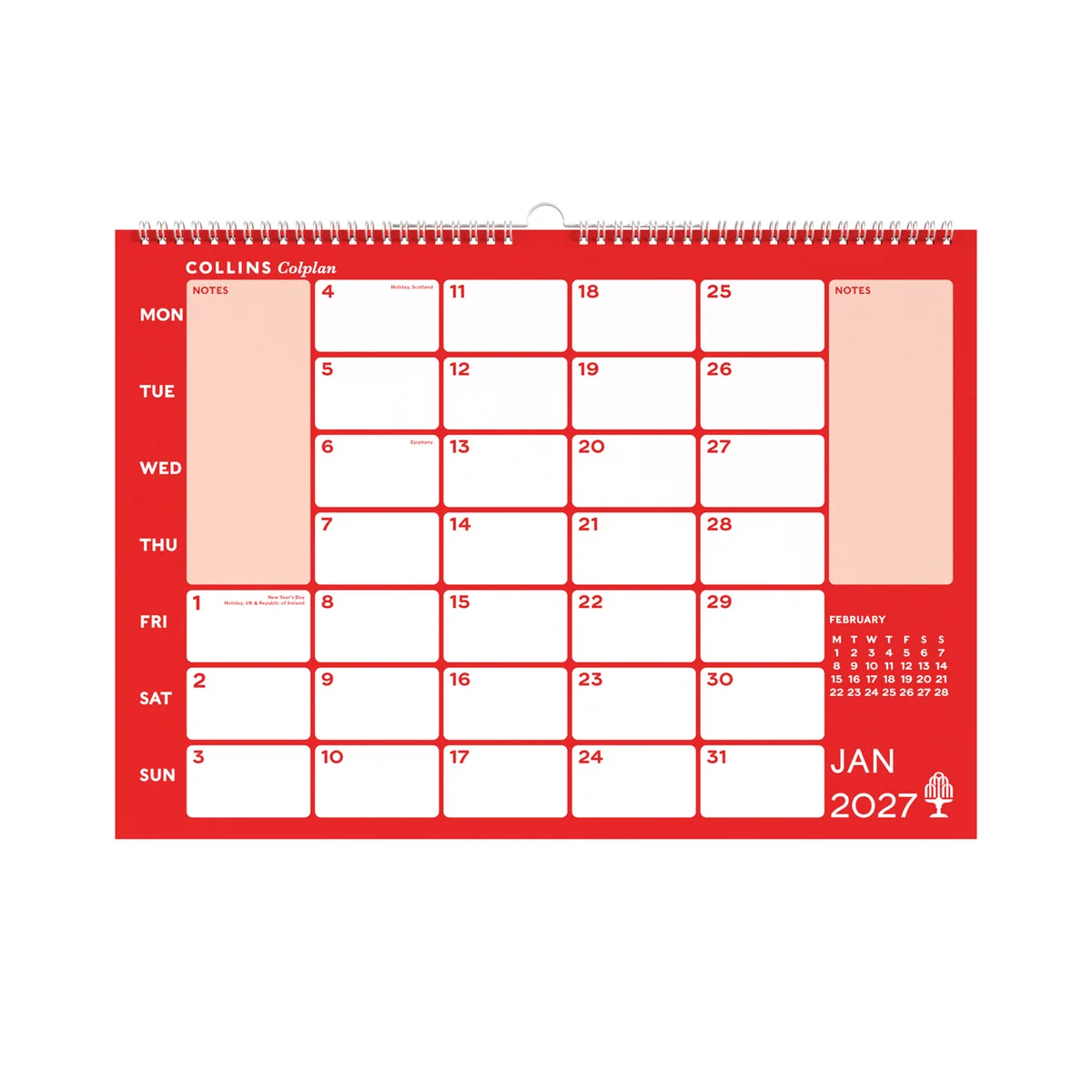 Collins 2027 Colplan A3 Wiro Monthly Memo Calendar