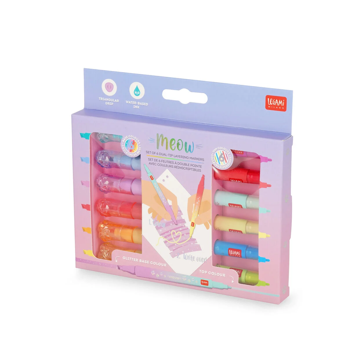 Legami Set of 6 Dual-Tip Layering Markers - Meow