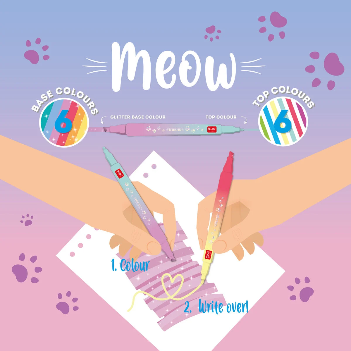 Legami Set of 6 Dual-Tip Layering Markers - Meow - Image 2