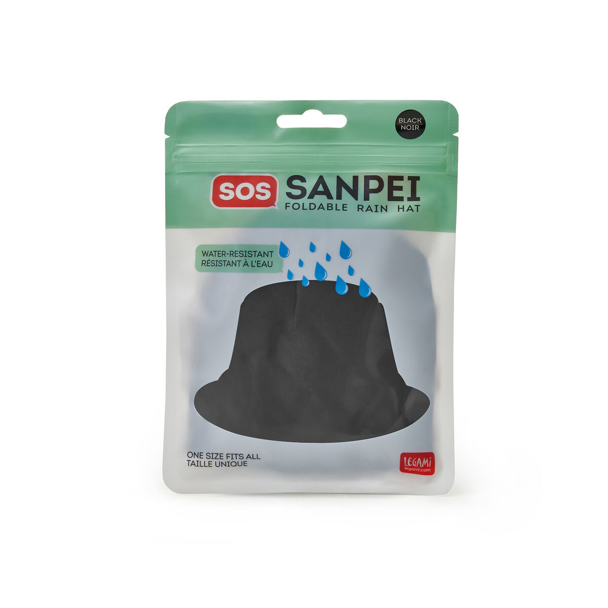 Legami SOS Black Foldable Rain Hat
