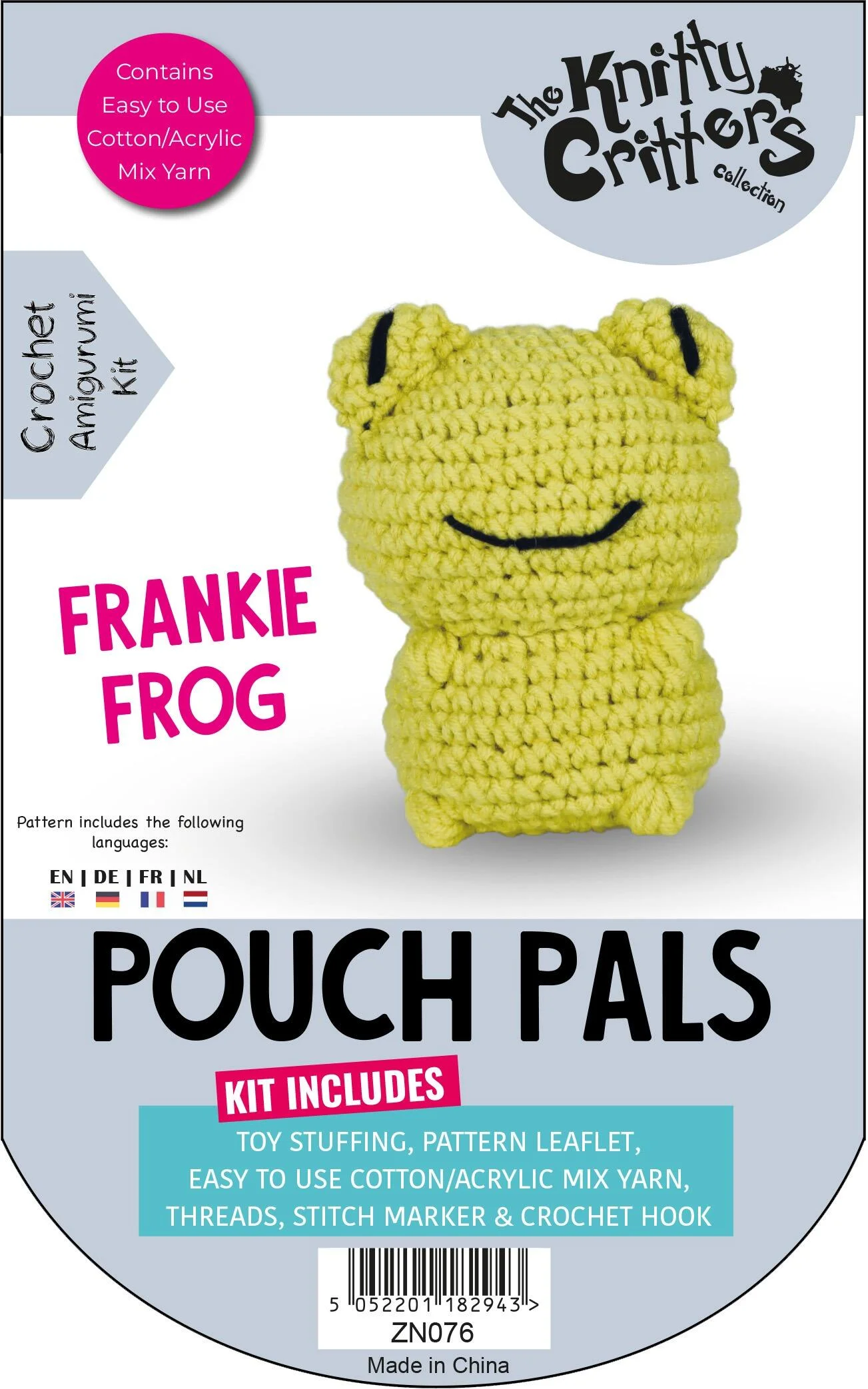 Knitty Critters Pouch Pals Kit - Frankie Frog