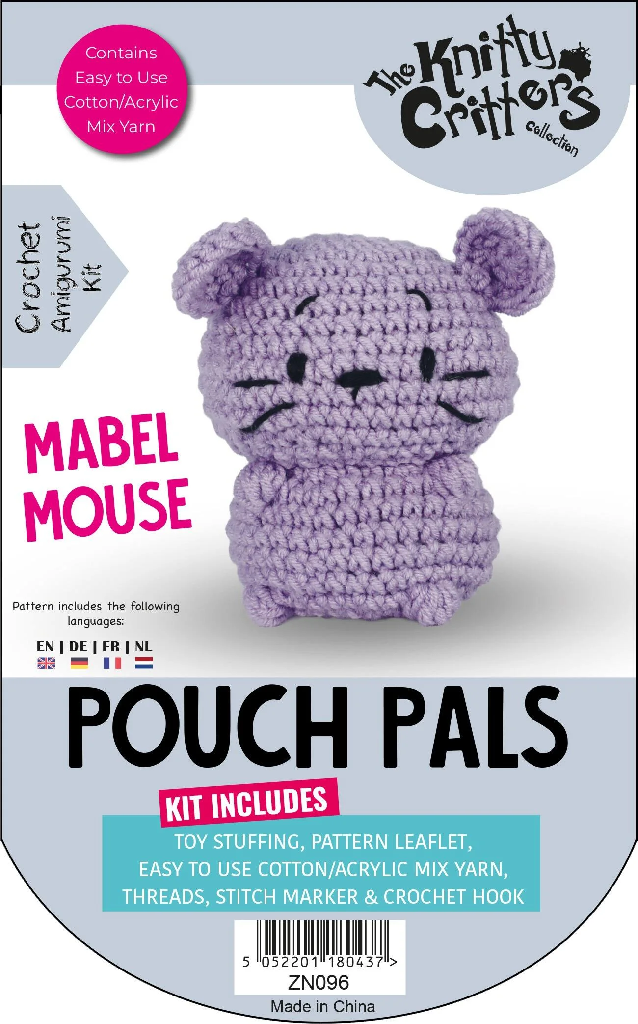 Knitty Critters Pouch Pals Kit - Mabel Mouse