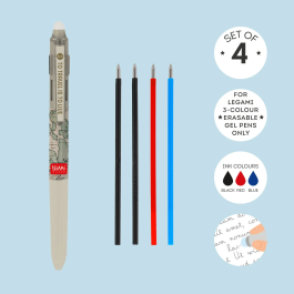 Legami Set of 4 Refills for 3-Colour Erasable Gel Pens