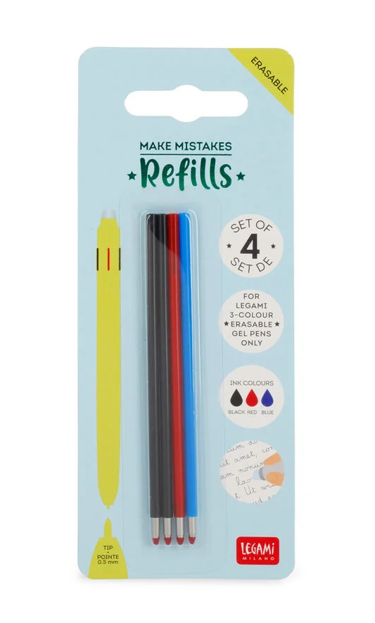 Legami Set of 4 Refills for 3-Colour Erasable Gel Pens