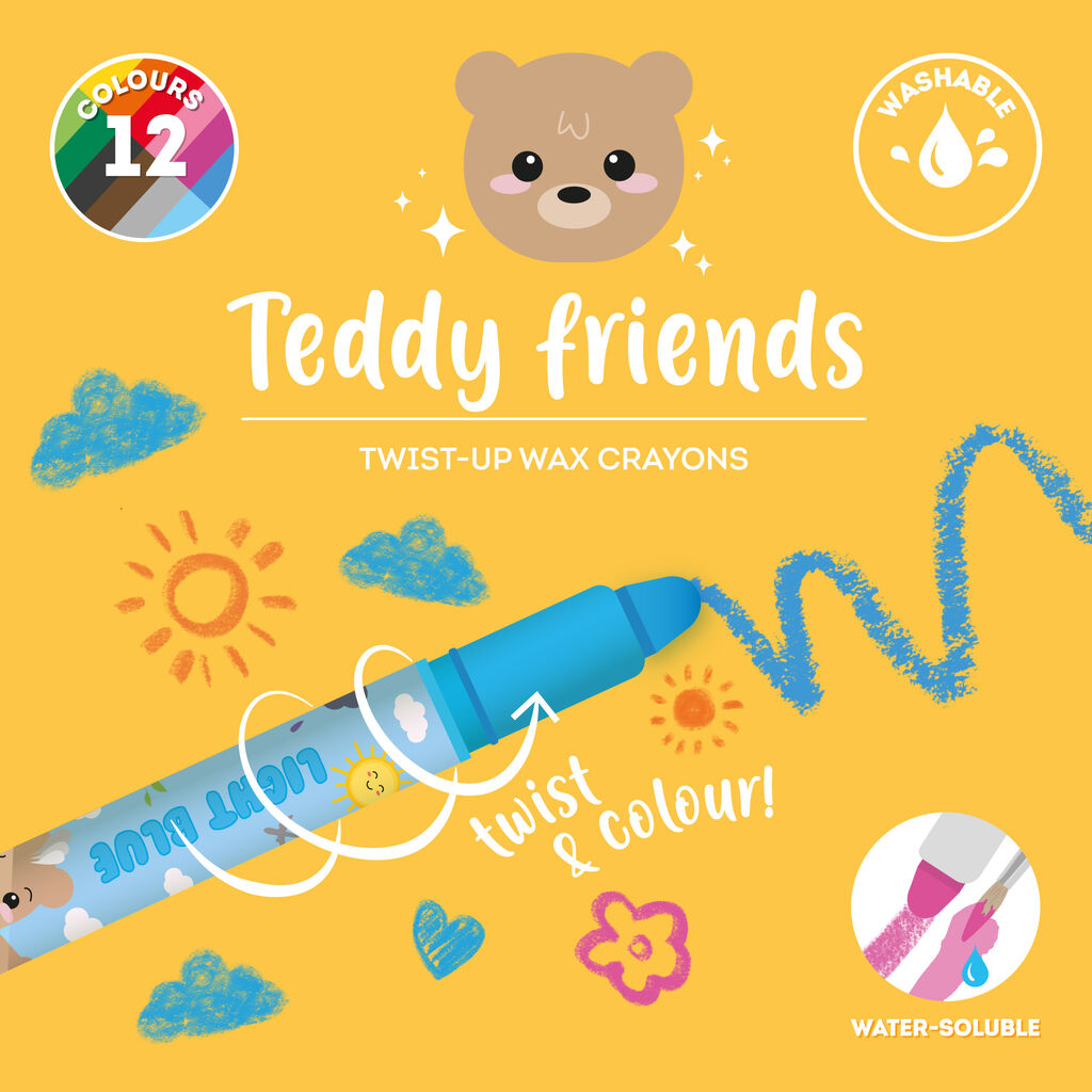 Legami Set of 12 Twist-up Wax Crayons Teddy Friends - Image 2