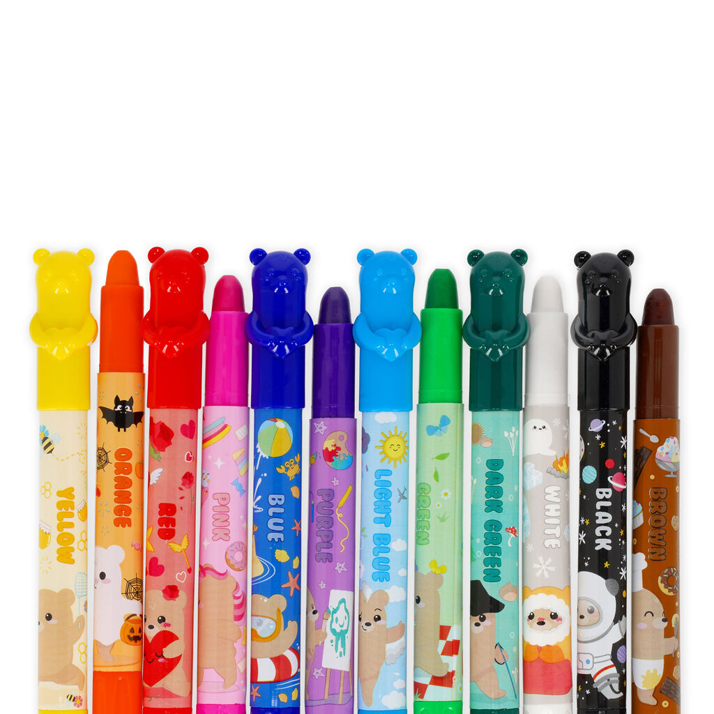 Legami Set of 12 Twist-up Wax Crayons Teddy Friends - Image 4