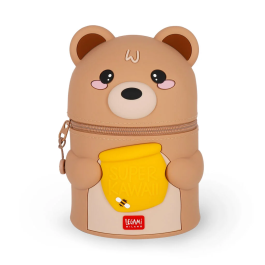 Legami Super Kawaii 2 in 1 Soft Silicone Pencil Case Teddy Bear